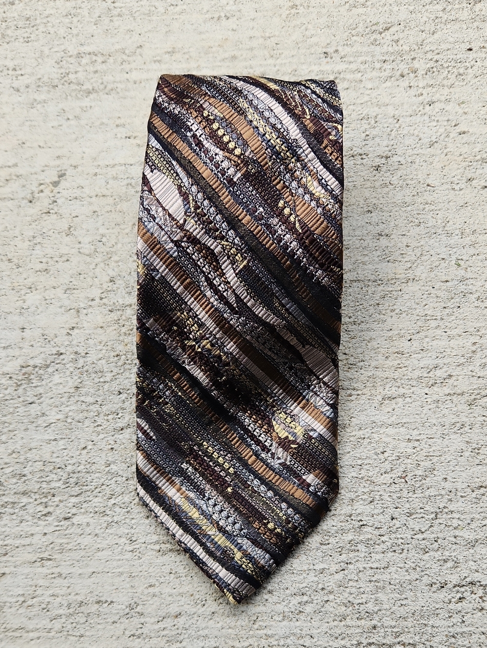 COOGI Brown, Gold & Black Diagonal Pattern Tie